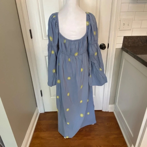New! Free People Emory Embroidered Sun Midi Dress blue nwot 27068 - Picture 10 of 14